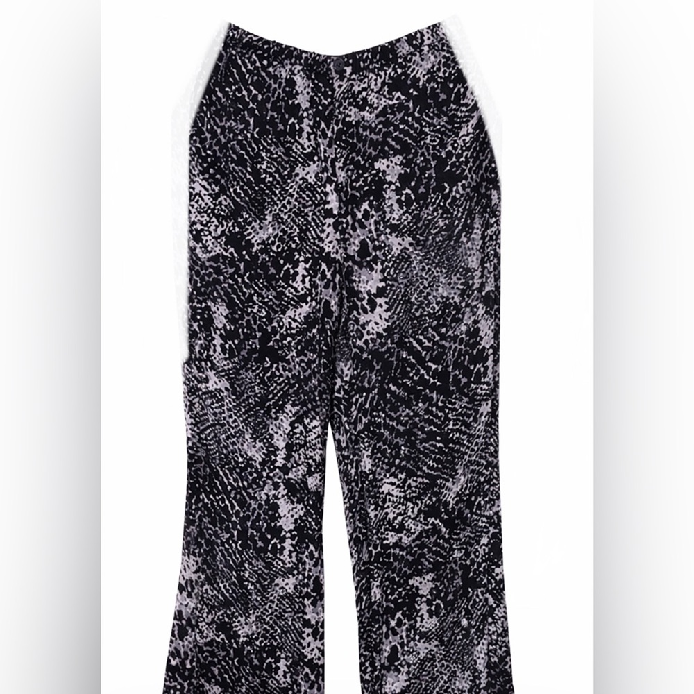 Lord & Taylor Black and White Sheer 100% Silk Pants